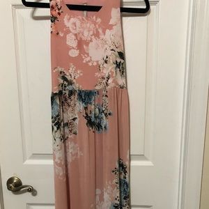 Pink floral maxi dress
